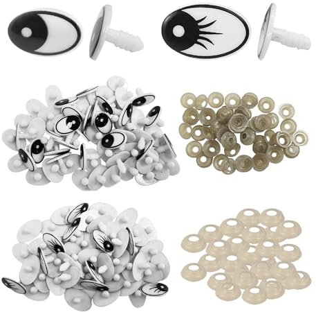NyxSeat 110 Sätze Cartoon-Augen, Plüschtieraugen, Knopfaugen Mit Unterlegscheiben, Gehäkelte Tierpuppenpuppen, Spielzeugzubehör Zum Selbermachen