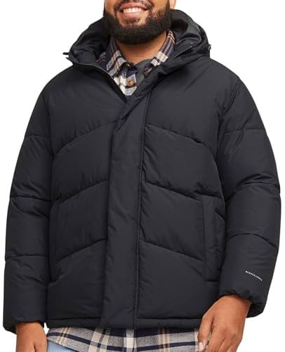 JACK&JONES PLUS JJWORLD - Chaqueta acolchada para hombre, color negro, talla 3XL, Negro, XXXL