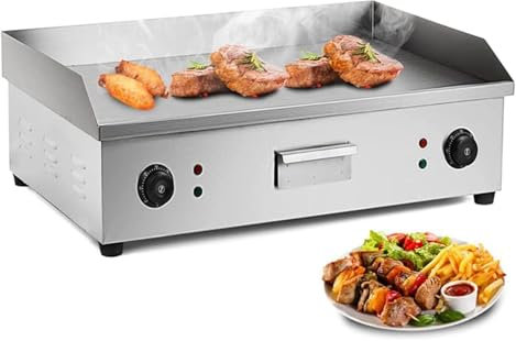 YOtat 28 Electric Tabletop Flat Top Teppanyaki Grill, 4400W Stainless Steel Countertop Griddle for BBQ Teppanyaki Cooking, Adjustable Temperature from 50°c to 300°c