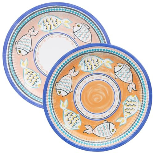 Talking Tables 10 piatti di carta a forma di pesce arancione | Piatti usa e getta vivaci per feste, ideali per picnic, brunch, pranzi, matrimoni | 23 cm
