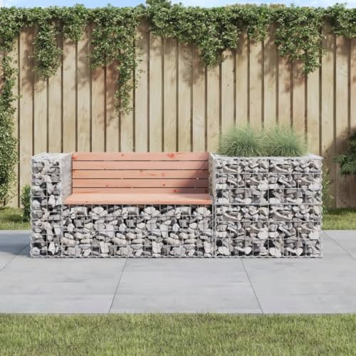 Festnight Gabionen Bank Gartenbank Metall Holz Steinkorb Gabionenkorb Steingabione Gabionenwand Parkbank Sitzbank Garten Metallbank Terrassenbank Outdoor 192x71x65,5 cm
