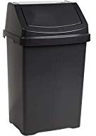M1SS ONE- 8L Litre Robust Plastic Swing Bin with Flip Top Closure Waste Recycle Recycling Dustbins Rubbish Garbage Trash Refused Bins Waste Management for Office, Kitchen Bathroom Midnight Black