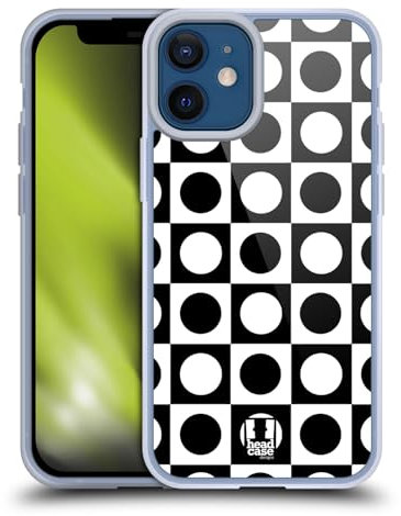 Head Case Designs Punkte Schwarz-Weiss Muster Gelhülle [Militärischer Schutzgrad] Kompatibel Mit Apple iPhone 12 Mini Und Kompatibel Mit MagSafe