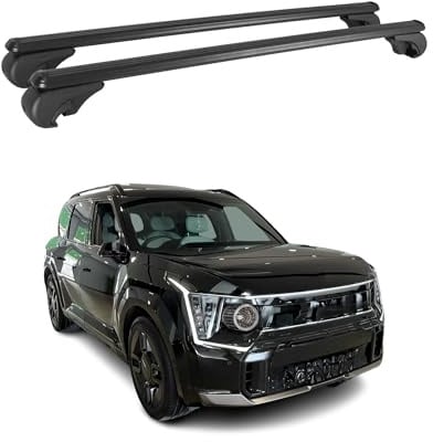 OMAC Dachträger für Kia EV9 GT-LINE 2023-2026 Aluminium 2 Stangen Schwarz | TÜV/DIN 75302:2019 geprüft, Abschließbar, bis 75 kg Traglast, Querträger, Grundträger
