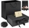 Schwarze Magnetische Geschenkbox 32,5x23x10,5cm mit Geschenkbeutel, Schleife, Raffia & Grußkarte – Große Geschenkverpackung für Hochzeit, Geburtstag, Muttertag & Party