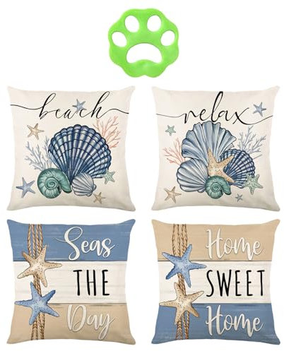 ZGDEIWGF 4 cojines náuticos para exteriores, 1 adhesivo para el cabello, funda para conchas