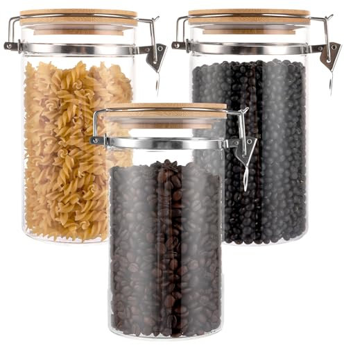 YAYODS 3 Pièces 1150ml Bocal Hermetique, Bocaux en Verre Conserve, Boite Rangement Cuisine Verre, Boite de Rangement avec Couvercle Cuisine, Pots et Bocaux de Conservation Pour grains de café