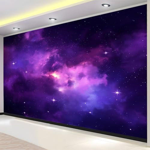 Lila Fototapete 250 x 175 cm Sternenhimmel, Nebelsterne Vliestapete Moderne Art Design Wandtapete Küche Flur Wohnzimmer Büro Badezimmer Kinderzimmer Wanddeko
