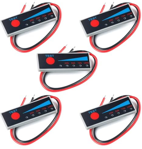 GTIWUNG 5 Piezas 3S 12.6V Módulo Indicador de Capacidad de Batería de Litio Li-Ion, Comprobador de Nivel de Potencia, Indicador de Porcentaje de Batería Pantalla LED capacidad 25% 50% 75% 100%