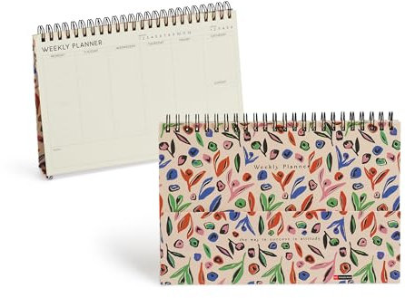 Miquelrius - Planificador semanal para organizar tus tareas, Incluye espacio para notas, Planificador sin fecha con 88 Hojas de 80 g/m², Doble espiral negro, Papel marfil con plantilla semanal