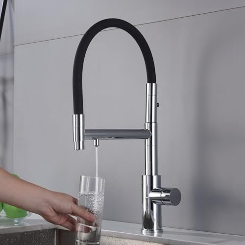YIHANSS 3 Way Kitchen Tap Pull Out Kitchen Mixer Taps with Pull Out Spray Silicone 3 in 1 Kitchen Sink Tap with Pull Out Sprayer