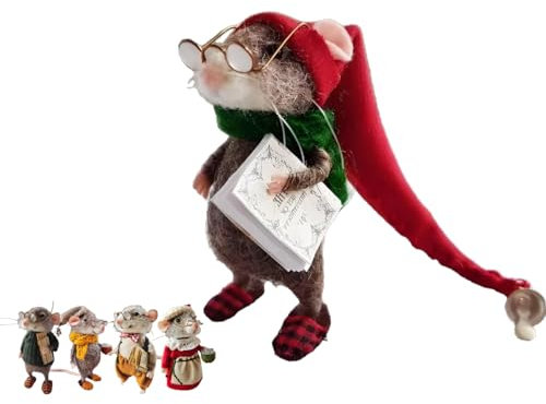 Cute Needle Felt Mouse, DIY Christmas Wool Felt Figurine - Cute Mouse Ornament