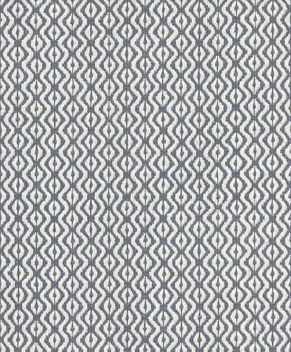 Rasch Tapete 410648 - Vliestapete mit mediterranem Ikat Muster in Blau-Weiß mit textiler Optik - Kollektion: Beachhouse