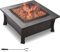 Feuerschale mit Grillrost und Funkenschutz, 3 in 1 Feuerstelle Outdoor Quadratisch mit Abdeckung, Feuerschalen für den Garten, Camping, Feuerkorb für Terrasse Heizung