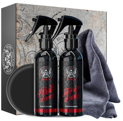 BadBoys Interior Set 150ml Geschenkset Cola Cockpit Set Kunststoffreiniger Innenraum Pflegemittel Mikrofasertuch Applikatorschwamm Cockpit Pflege Set