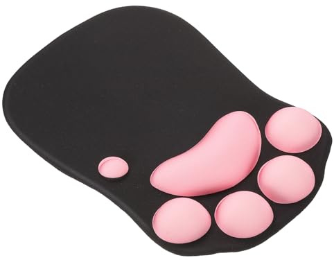PATIKIL Gel Mouse Pad with Wrist Rest, Ergonomic Mouse Pad Cat's Paw Comfortable Memory Foam Non-Slip Base Soft for Computer Laptop Office, Black Pink