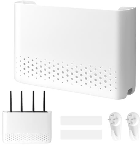 MOKIDO Router Cabinet, 25.5 x 17 x 5.5 cm Router Hide, Router Box, WiFi Box Hide, TV Cable Hide, WiFi Router Storage Box for Office, Home, Bedroom, Living Room