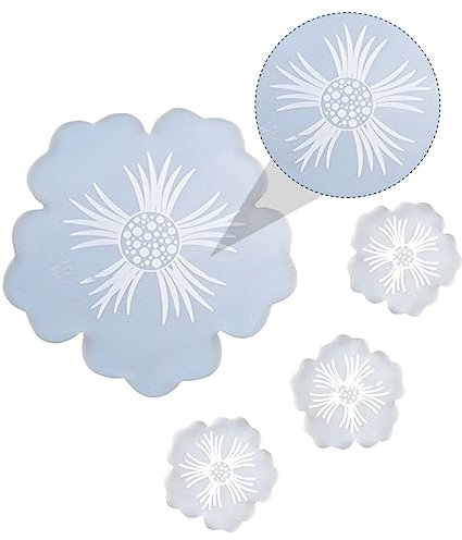 CIMAXIC 4 Stück Blumen-teetablett-untersetzer-formen-set Wiederverwendbar Diy-kristall-epoxy-form Silikonform Schalenmattenform Untersetzerform Selber Machen Kieselgel Weiß