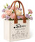 TCRZHHRX Geschenk-Tragetasche Danke mit Lederhenkeln & wasserdicht | Canvas Öko Shopper für Lehrerinnen, Jubiläum & Geburtstag |26x22x14 cm