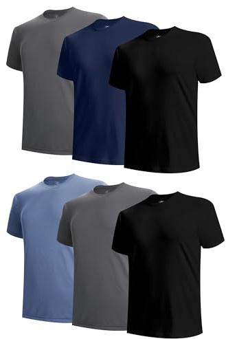 BAMBOO COOL Men's Undershirts Moisture Wicking Crewneck T Shirts 6 Pack