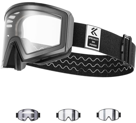 KAPVOE Gafas de Esquí Fotocromática con Lentes Magnéticas, Antivaho, Protección UV400, para Hombre, Mujer y Jóvenes, Compatible con Casco, Ideal para Esquí, Snowboard y Patinaje sobre Hielo 11