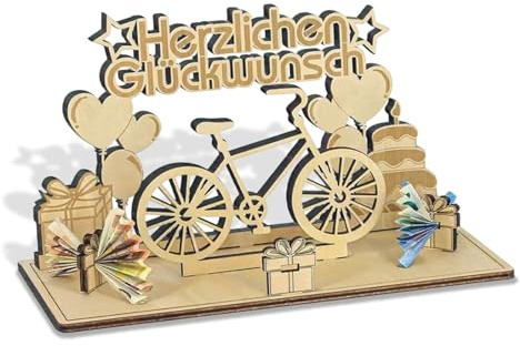 Geldgeschenk Fahrrad,Miniatur,Original Deko,Modell Deko,Familie Frauen Männer Geburtstag Geldgeschenke Holz-Schild Gästebuch für Radfahrer,Freunde Lovers,Perfektes Jugend Freund Oder Familie
