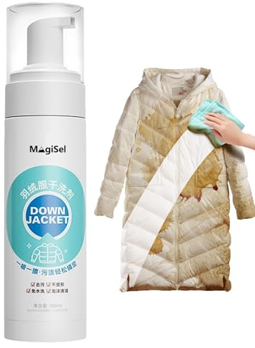 Daunen Waschmittel, 200ml Daunenwaschmittel Für Jacken, Trockenreinigung Kleidung, Fleckenentferner Kleidung, Trocken-Wäschespray Für Bettdecken, Daunenjacken, Anoraks, Schlafsäcke Und Mehr