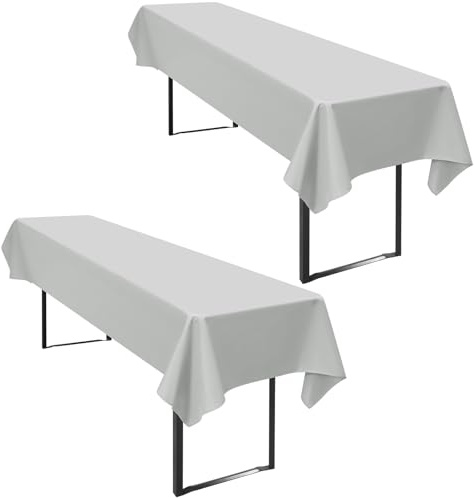 2 Stück Tischdecke Bierzeltgarnitur 110 x 260cm Grau Biertischdecke für 50-70 cm Tischbreite, Polyester Premium Wiederverwendbar Biertisch Tischdecken für Biertischgarnitur