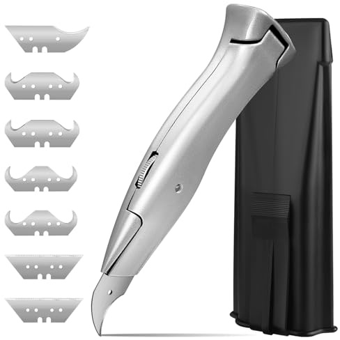 WGIDSKKI Teppichmesser Hakenklinge, Hakenmesser-Set mit 8 Stück Hakenklinge und Trapezklinge, Cuttermesser Teppich, Cuttermesser für Trapezklingen zum Schneiden von PVC-Bodenbelägen