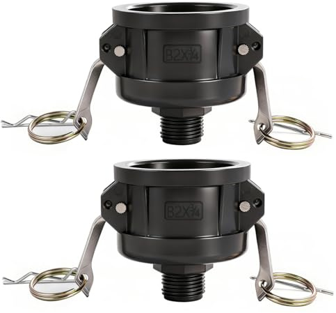 Gurtt Adaptateur pour conteneur IBC de 275 à 330 gallons (1040 à 1250 litres) – Raccord de vidange mâle Camlock de 2 pouces vers 3/4 de pouce pour tuyau d'arrosage