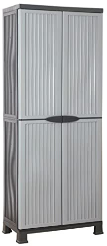 Tomostar Armoire de Rangement de Jardin, Armoire Haute à Outils Extérieur en Plastique 68x39x171,5 cm