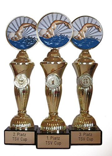 RaRu Schwimmen-Pokale (3er-Serie) mit Wunschgravur