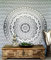 GURU SHOP Boho-Style Wandbehang, Indische Tagesdecke Mandala Druck- Weiß/schwarz, Baumwolle, 230x210x0 cm