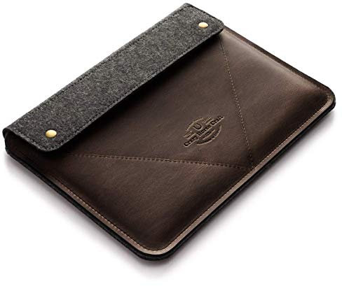 Etui/Hülle für MacBook Pro 13/14 / 15/16 Zoll - Wood Brown - Kompatibel mit MB Air 13/15 inch M1 M2 Tasche, Vintage Italian Leder 100% Wollfilz Laptop Case, Cover, Sleeve, Crazy Horse Craft