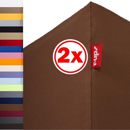 r-up Beste Spannbettlaken Doppelpack 200x220-220x240 bis 35cm Höhe viele Farben 95% Baumwolle / 5% Elastan 230g/m² Oeko-TEX stressfrei auch für hohe Matratzen (braun)