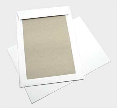 Netuno 100x weiße Versandtaschen DIN B4 B4 mit Papprückwand aus Graupappe 250 × 353 mm 400g Karton-Umschläge mit Papprücken Papprückwandtaschen groß weiß ohne Sichtfenster
