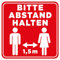 Bitte Abstand halten Aufkleber 11cm x 11cm Eckig Bodenmarkierung Hinweisschild für Handel und Behörden Folie selbstklebend (R093 Eckig Wandaufkleber)