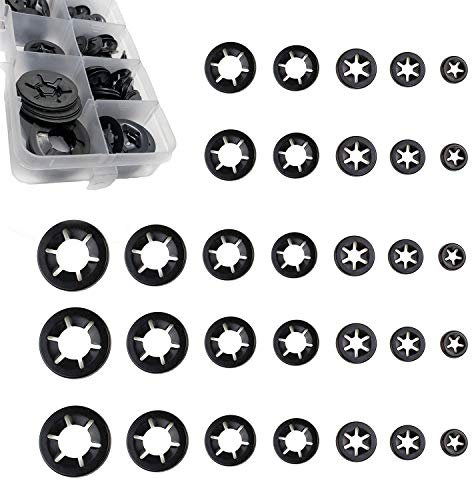 Zaky 200 pezzi Kit di Assortimento di Rondelle di Bloccaggio per Rondelle a Denti Interni a Pressione Rapida Rondelle di Bloccaggio a Velocità Rapida (7 dimensioni)