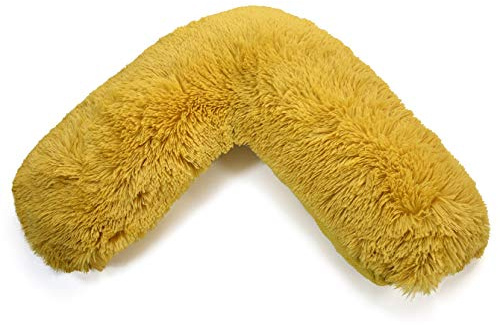 NIGHTZONE Teddy Bear V Shaped complete pillow or Case for support Maternity, Neck, Back, Soft Warm Plush Cosy Fleece Cover (Teddy Cuddles Ochre, Complete Pillow)