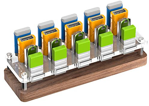 AODUKE 20 Slots Holz-Memory USB-Flash-Disk-Kartenkoffer, TF-Kartenbox und Micro SD-Laufwerk-Halter für den Schreibtisch, U-Shield Speicherregale, tragbarer USB-Speicherkartenkoffer (02MY-U)