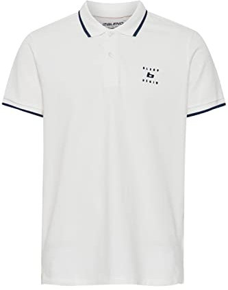 Blend 20715178 Polo Herren Poloshirt Polohemd mit Polokragen Logo-Stickerei Regular Fit, Größe:XL, Farbe:Snow White (110602)