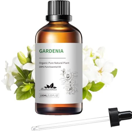 Gardenienöl Mumianhua Gardenia ätherisches Öl Reines Pflanzen Gardenie Duftöl für Diffusor, Luftbefeuchter,Massage,Haut, Bad,Parfüm, Kerzen, Seifenherstellung, Lotion 100 ml Braune Flasche