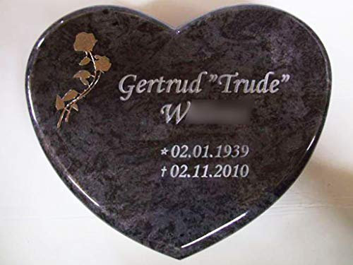 designgrab OrioL105-60x45x12 cm Liegestein Grabherz aus Granit Orion inkl. Beschriftung von Vor- und Nachname sowie Geburts- und Sterbedatum