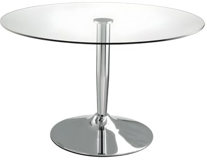 Vente-unique - Table à Manger Ronde Nolan - 2 Personnes - Verre trempé & métal chromé