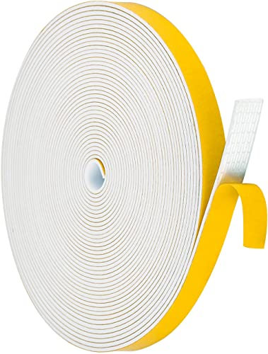 YOCCEK 10m Dichtungsband Selbstklebend für Türen Fenster 12mm(B) x1.5mm(D) Moosgummi Dichtband Türdichtung Fensterdichtung Zugluftstopper Wasserdicht Schalldämmung Weiß [1 Rollen]