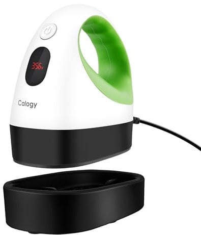 Calogy Mini Prensa De Calor, Impresora De Transferencia De Calor, Plancha Led Pequeña Y Portátil, Control De Temperatura, Base De Seguridad Aislada, Se Adapta A Manualidades, Gorras (Blanco Verde)