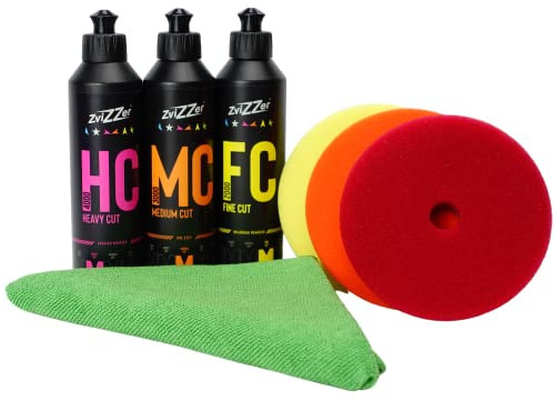 ADVANTUSE - ZviZZer Polierset 3x 125mm Polierpad mit 3x 250ml Polituren Heavy Cut bis Finish