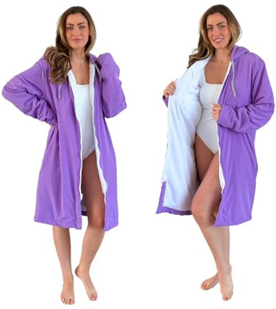 MACAR Sport-Handtuch, Schwimmparka, wasserdichter Stoff auf der Außenseite, trockene Jacke für Kinder und Erwachsene, Soft Lilac, Large