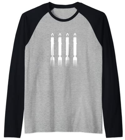 Four Candles Fork Handles British Comedy Raglan Baseball Tee
