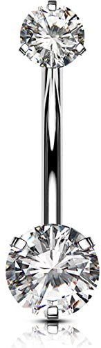 OUFER Body Piercing Bauchnabelpiercing Titan Belly Piercing 16mm Extra Lang 14G Bauchnabelpiercing Schmuck Navel Belly Bar Navel Piercing Jewellery Nabelpiercing